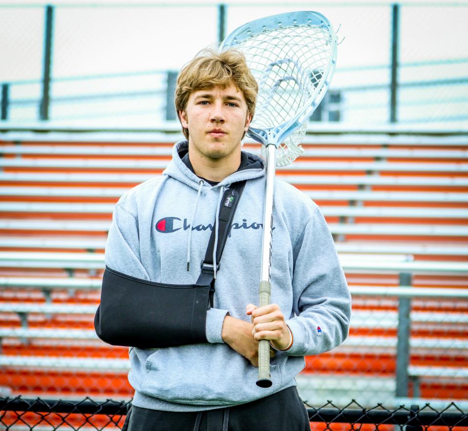 Bridgewater-Raynham lacrosse goalie Nate Carfagna suffered a season-ending clavicle injury in the fourth game of the 2022 season.