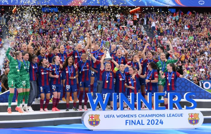 Celebración de las jugadoras del Barça. (hola.com)