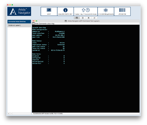 Sample screen of Arista Navigator platform.