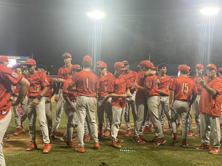 Harvard-Westlake players celebrate 3-0 win over JSerra.