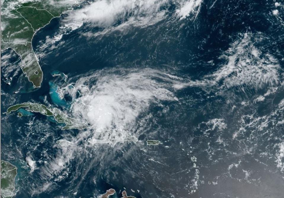 NOAA satellite imagery shows Hurricane Isaias heading toward the east coast of Florida in 2020.