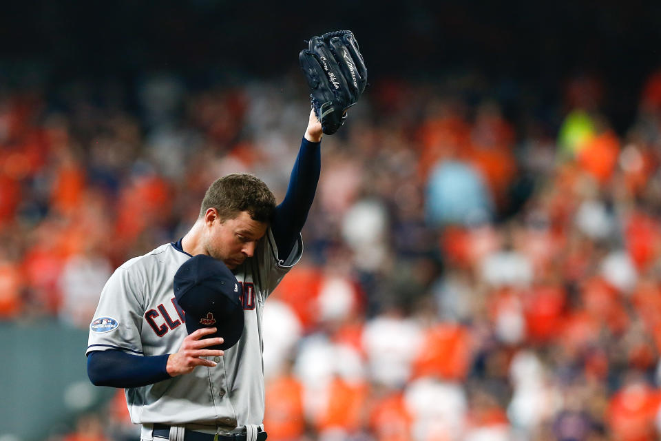 Corey Kluber had a rough outing in Game 1 of the ALDS against the Astros. (Getty Images)