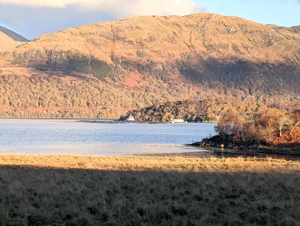 Gare Loch from train window, mountain the back in scotland