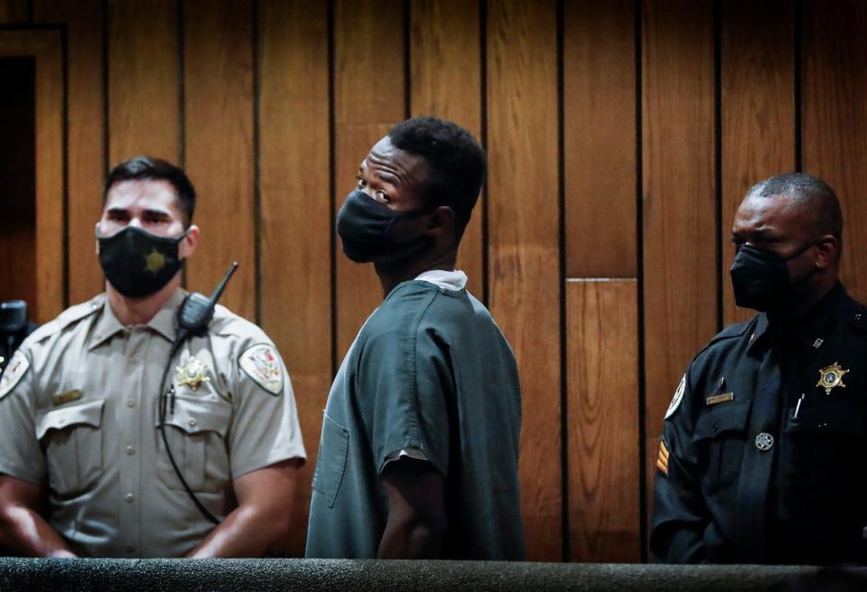 Cleotha Abston appears for his arraignment on Tuesday morning (AP)