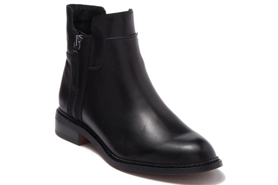 black boots, booties, leather, franco sarto