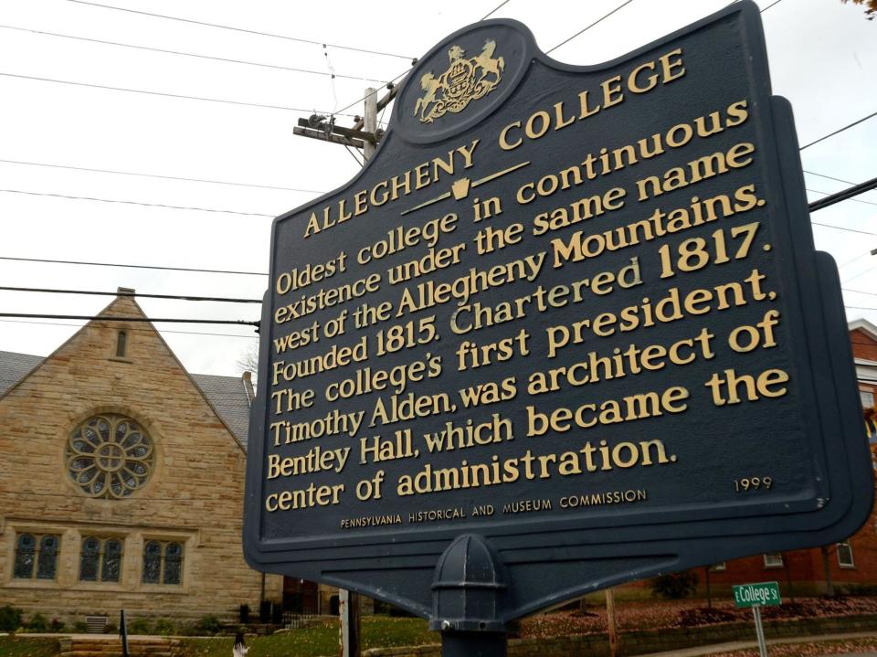 Allegheny College is celebrated in this Pennsylvania Historical and Museum Commission marker.