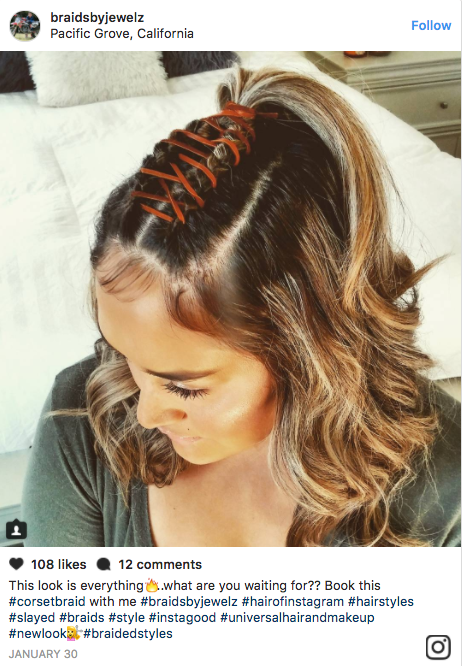 Previously seen only on children, corset braids are now taking on an edgy look on adults on Instagram.