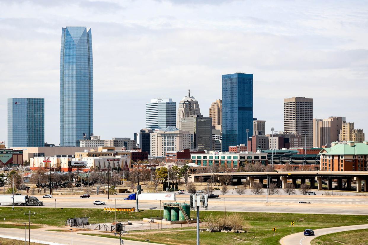 Downtown Oklahoma City views from Riversport OKC in Oklahoma City, on Wednesday, March 15, 2023.