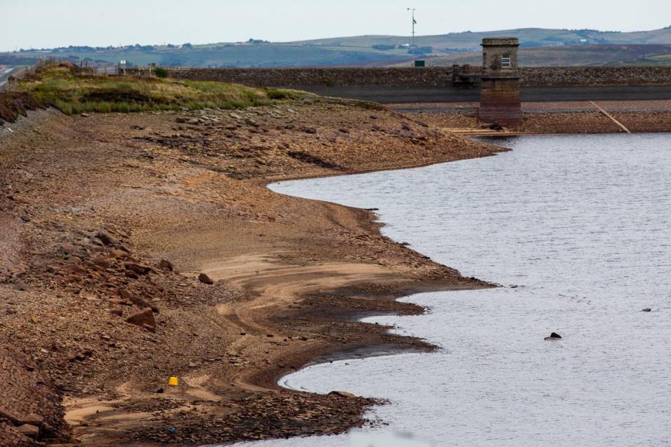 Low water levels at Watersheddles Reservoir near Haworth on August 1 2022 (Windmill Images/Alamy/PA)