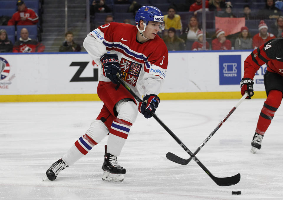 Defenseman Libor Hajek, pictured playing for theCzech Republic, was apparently the player the Rangers insisted on as part of the return for Ryan McDonagh and J.T. Miller. (AP Photo/Jeffrey T. Barnes)