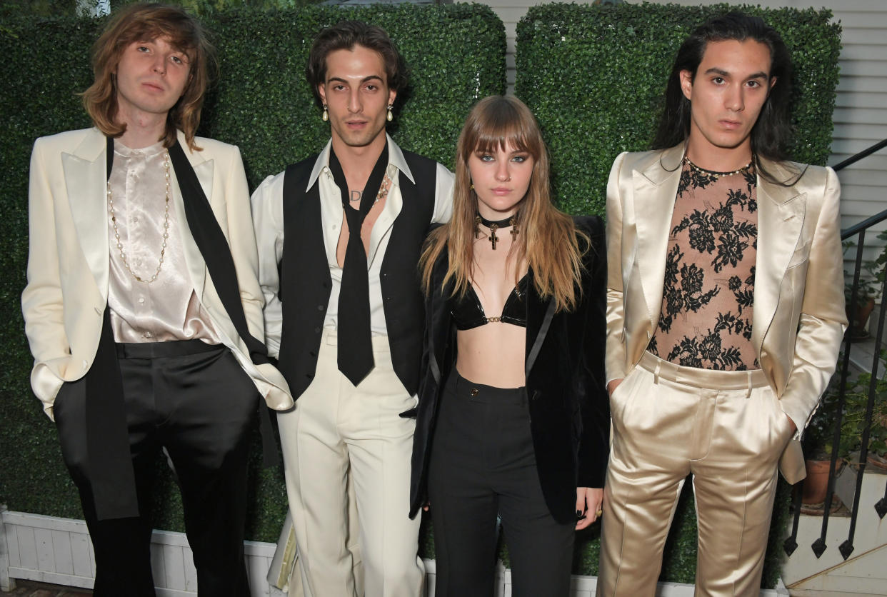 (Left to Right) Thomas Raggi, Damiano David, Victoria De Angelis and Ethan Torchio of Italian rock band Maneskin were the winners of Eurovision 2021 in Rotterdam, Netherlands.