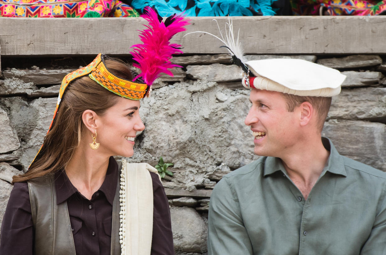The Duke and Duchess of Cambridge during a visit to a settlement of the Kalash people