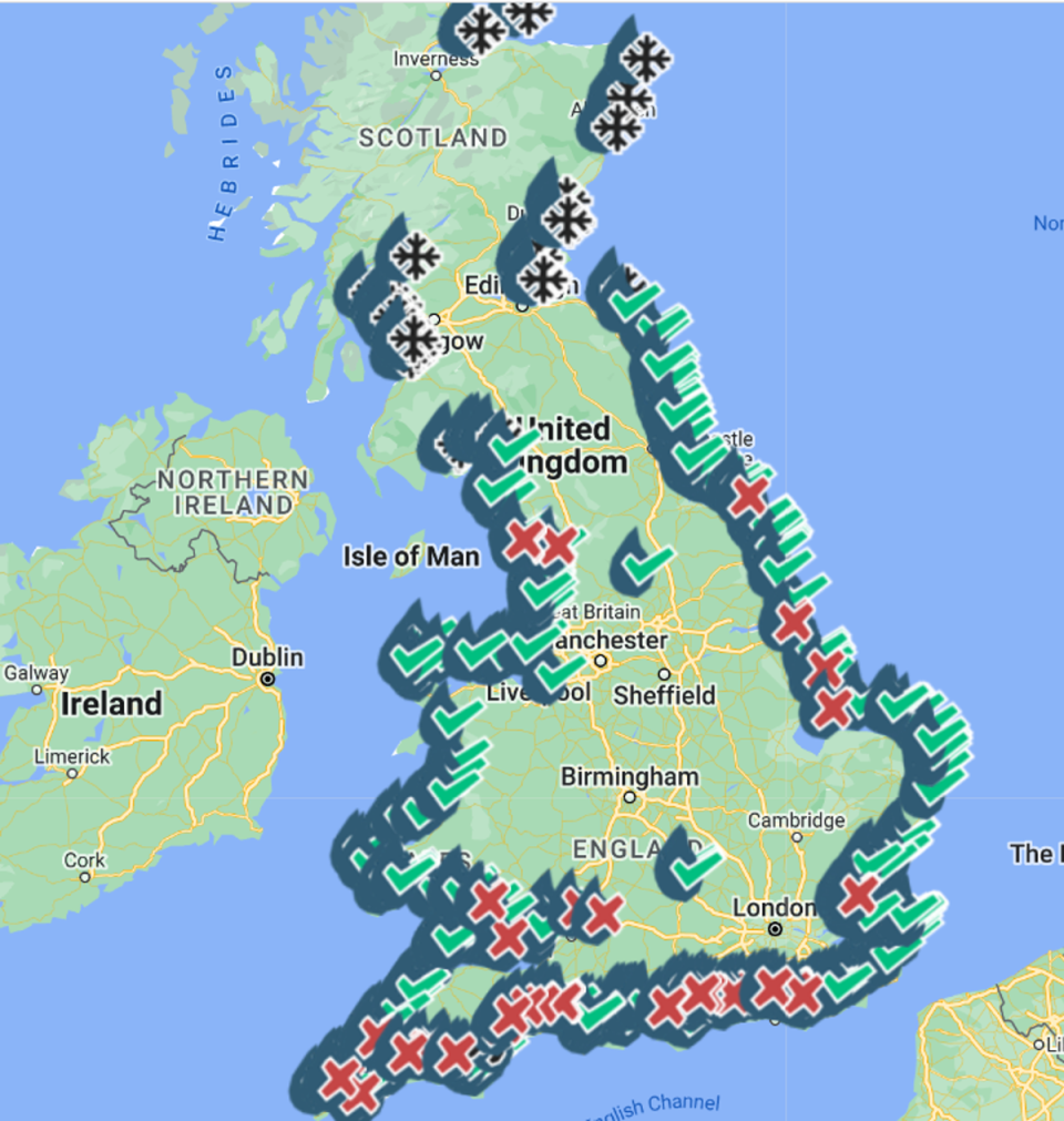 A map from Surfers Against Sewage shows were water companies have discharged sewage across the country (Surfers Against Sewage)