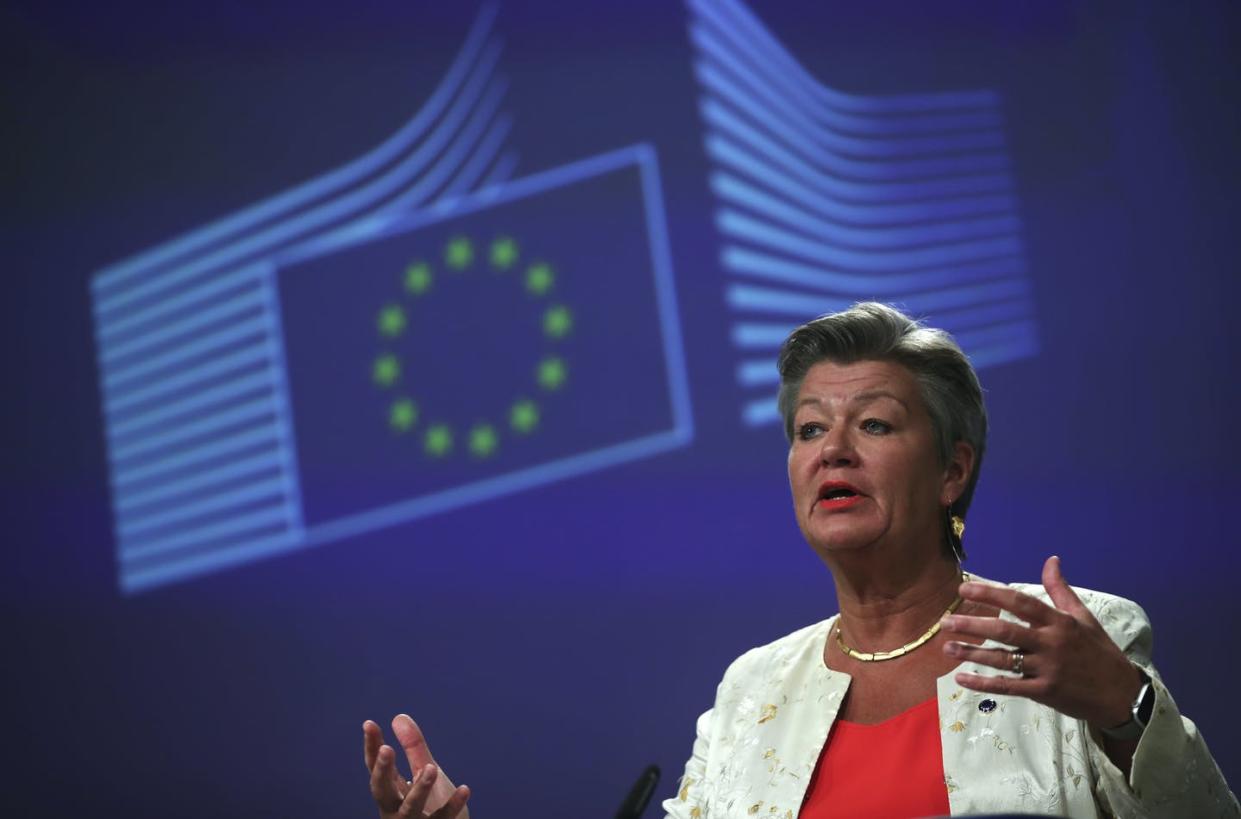 <span class="caption">European Commissioner for Home Affairs Ylva Johansson announced a set of proposed regulations requiring tech companies to report child sexual abuse material.</span> <span class="attribution"><a class="link " href="https://newsroom.ap.org/detail/BelgiumEUSecurity/d70061f7057045fcad9ac9819e883334/photo" rel="nofollow noopener" target="_blank" data-ylk="slk:AP Photo/Francisco Seco;elm:context_link;itc:0;sec:content-canvas">AP Photo/Francisco Seco</a></span>