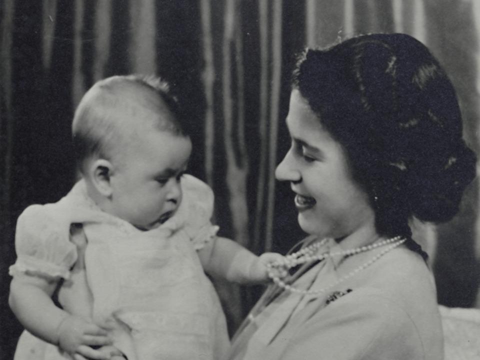 Queen Elizabeth and Prince Charles in 1948