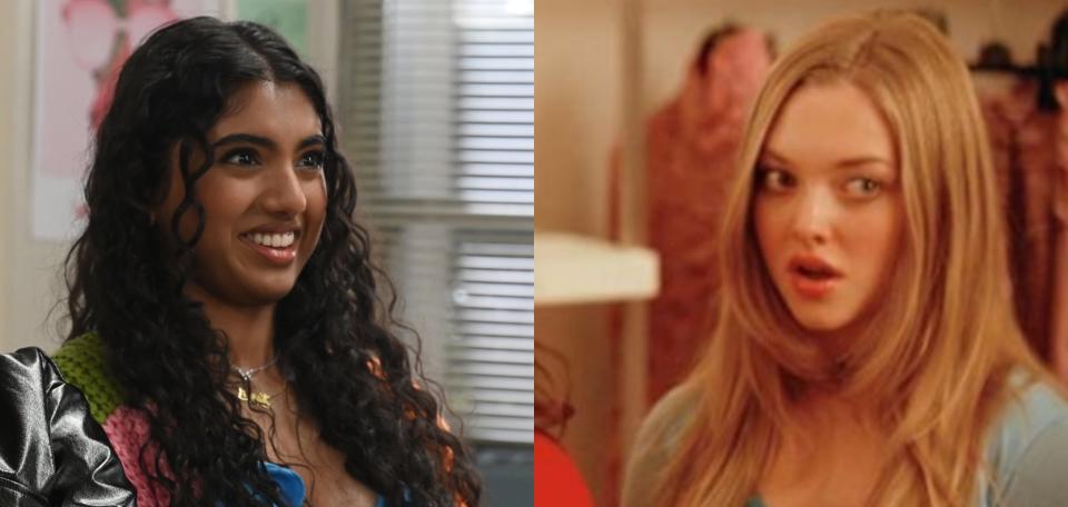 Avantika (L) as Karen Shetty in "Mean Girls". Amanda Seyfried (R) as Karen Smith in 2004's "Mean Girls".