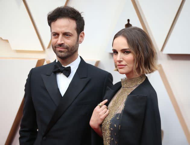 Li Ying/Xinhua via Getty Benjamin Millepied L and Natalie Portman arrive for the red carpet of the 92nd Academy Awards at the Dolby Theater in Los Angeles, the United States, on Feb. 9, 2020