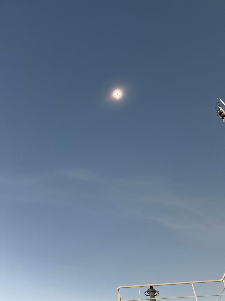 The total solar eclipse seen from Holland America's Koningsdam ship.