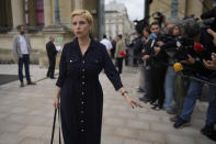 Elected parliament member Clementine Autain, of the far-left La France Insoumise (France Unbowed) party, arrives at the National Assembly, Monday, July 1, 2024 in Paris. France's National Rally surged into the lead in the first round of legislative elections, according to results released early Monday, bringing the far-right party to the brink of power and dealing a major blow to President Emmanuel Macron's centrists in an election that could set the country, and Europe, on a starkly different course. (AP Photo/Thibault Camus)