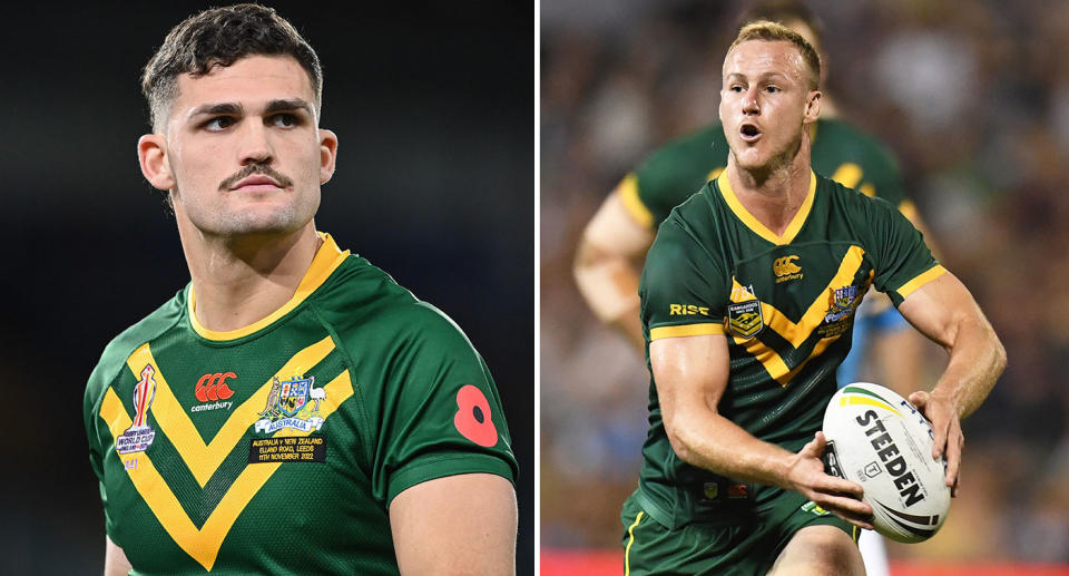 On the left is Nathan Cleary and Daly Cherry-Evans on the right.