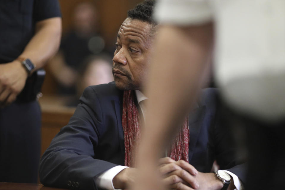 Actor Cuba Gooding Jr. appears in court Wednesday, Jan. 22, 2020, in New York. A New York City judge ruled that two additional women accusing Gooding of sexual misconduct will be allowed to testify at the "Jerry Maguire" actor's trial on charges he groped women at Manhattan bars in 2018 and 2019. (Alec Tabak/The Daily News via AP, Pool)