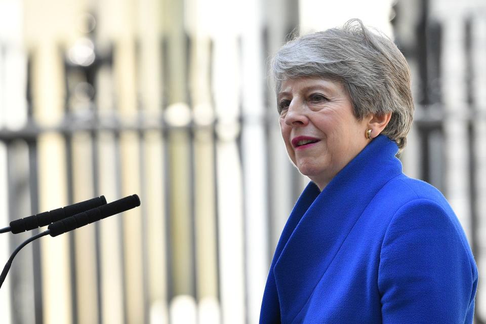 british prime minister theresa may makes a final statement in downing street