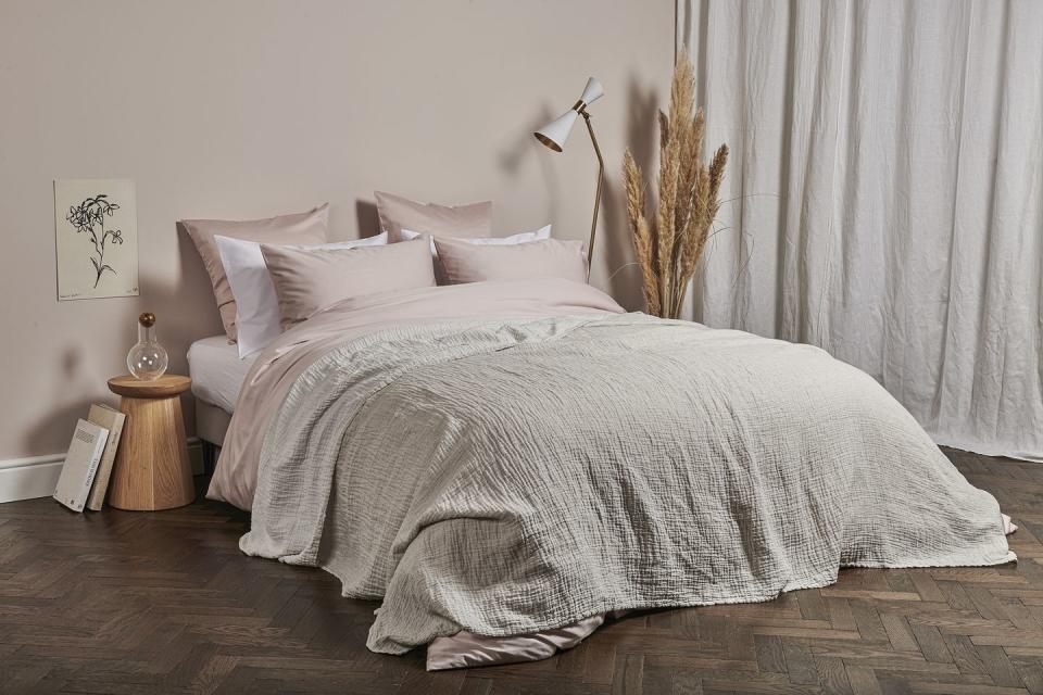 <p>'A barely-there pink can be paired with a neutral such as soft grey to create a warm, calming space to wind down in at the end of the day,' says Jo James, founder at <a href="https://go.redirectingat.com?id=127X1599956&url=https%3A%2F%2Fbedfolk.com%2F&sref=https%3A%2F%2Fwww.housebeautiful.com%2Fuk%2Fdecorate%2Fbedroom%2Fg37103497%2Fpink-grey-bedroom%2F" rel="nofollow noopener" target="_blank" data-ylk="slk:Bedfolk;elm:context_link;itc:0;sec:content-canvas" class="link ">Bedfolk</a>. 'Make up the bed to create your very own cloud by layering with pillows, throws or quilts. Not only is this a lovely way to pair colours but it increases the comfort level for a restful night.'<br></p><p>• Linen and cotton throw, £99, <a href="https://go.redirectingat.com?id=127X1599956&url=https%3A%2F%2Fbedfolk.com%2Fproducts%2Fthe-linen-cotton-throw&sref=https%3A%2F%2Fwww.housebeautiful.com%2Fuk%2Fdecorate%2Fbedroom%2Fg37103497%2Fpink-grey-bedroom%2F" rel="nofollow noopener" target="_blank" data-ylk="slk:Bedfolk;elm:context_link;itc:0;sec:content-canvas" class="link ">Bedfolk</a> </p>