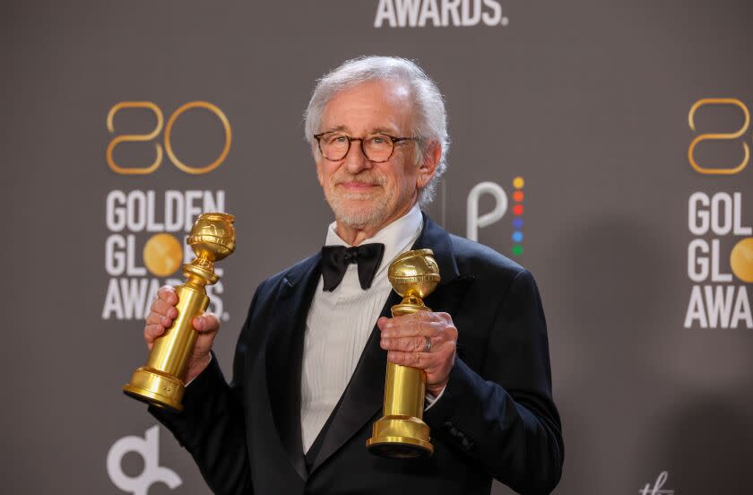 BEVERLY HILLS, CALIFORNIA - JANUARY 10: 80th GOLDEN GLOBE AWARDS -- Steven Spielberg won a Golden Globe at the 80th Golden Globe Awards at the Beverly Hilton on Tuesday, January 10, 2023 (Photo by Allen J. Schaben / Los Angeles Times)