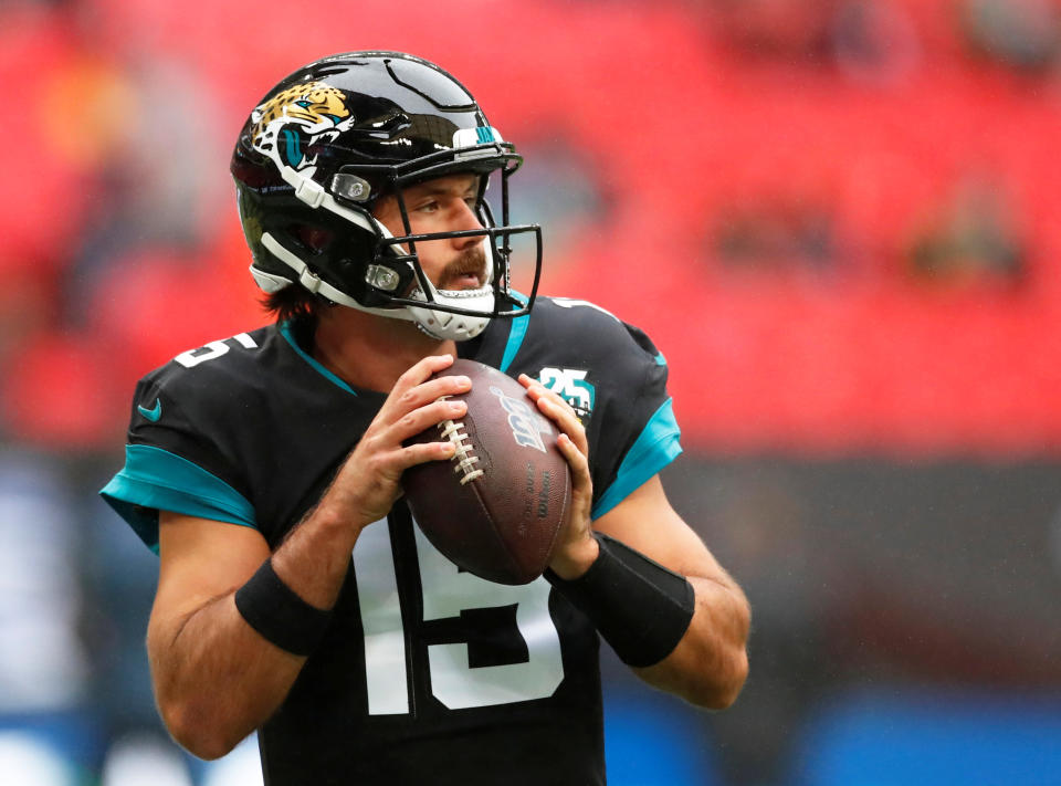 Jacksonville Jaguars' Gardner Minshew II before the match