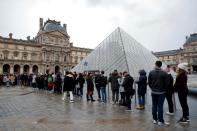 Striking workers block entry to Louvre Museum in Paris