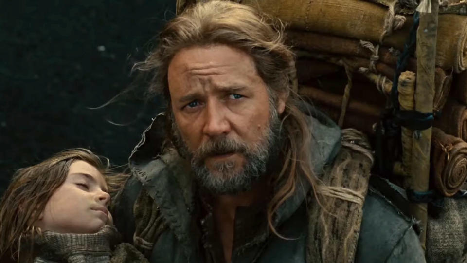 Noah (Russell Crowe) looks up, concerned