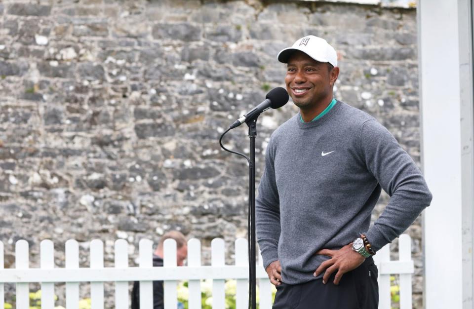 Woods was speaking at the JP McManus Pro-Am at Adare Manor (Peter Morrison/AP/PA) (AP)