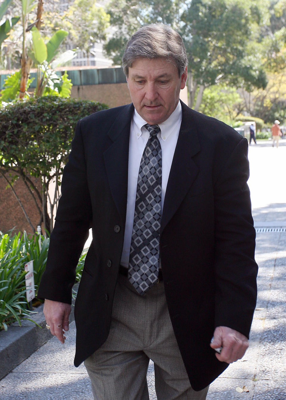 Britney Spears' father, Jamie Spears leaves the Los Angeles County Superior courthouse on March 10, 2008. The divorce between Spears and Kevin Federline and their battle for custody of their children has already cost the singer about a million dollars, Spear's lawyer Stacy Phillips said on March 10, 2008, and called on the presiding judge in the case to limit the allowance Spears has had to give Federline to pay his lawyers to 175,000 dollars, warning she was not an "open checkbook."     AFP PHOTO / VALERIE MACON (Photo credit should read VALERIE MACON/AFP/Getty Images)