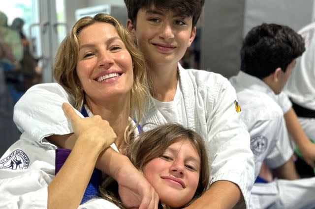 <p>Gisele Bundchen/Instagram</p> Gisele doing martial arts with Ben and Vivi