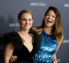 <p>This dynamic duo celebrated Galentine’s Day on the red carpet on Tuesday at the premiere of their new flick, <em>Annihilation,</em> in L.A. (Photo: Albert L. Ortega/Getty Images) </p>