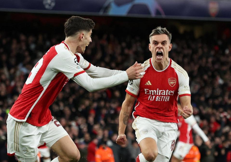 Leandro Trossard’s equaliser at the Emirates Stadium has built belief that Arsenal can beat Bayern. (Reuters)