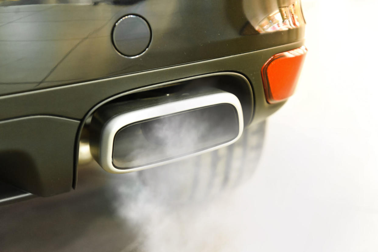 Close up of a car exhaust pipe