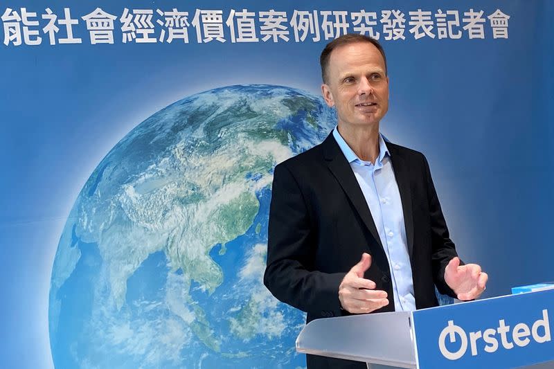 Asia Pacific president of Danish wind farm developer Orsted, Per Mejnert Kristensen, speaks during a press conference in Taipei,