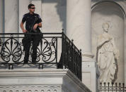 <p>A U.S. Capitol Police officer stands guard in front of the U.S. Capitol Building, on June 14, 2017 in Washington. (Photo: Mark Wilson/Getty Images) </p>