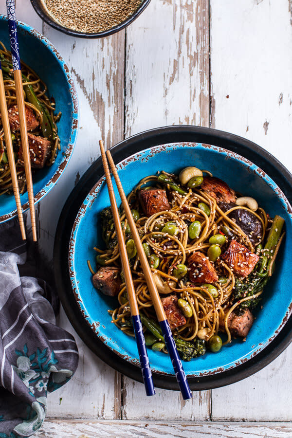 <strong>Get the <a href="https://www.halfbakedharvest.com/sake-ginger-soba-noodle-salmon-stir-fry/" target="_blank">Sake and Ginger Soba Noodle Salmon Stir Fry recipe</a>&nbsp;from Half Baked Harvest</strong>