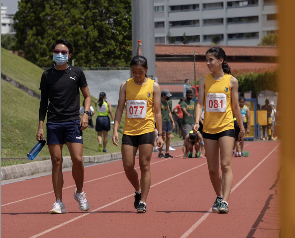 Joy Kuan training with her athletes and sharing her experience. PHOTO: Lim Yao Peng