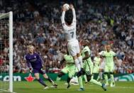 Real Madrid's Cristiano Ronaldo throws the ball into the goal as he is given offside Reuters / Juan Medina Livepic EDITORIAL USE ONLY.