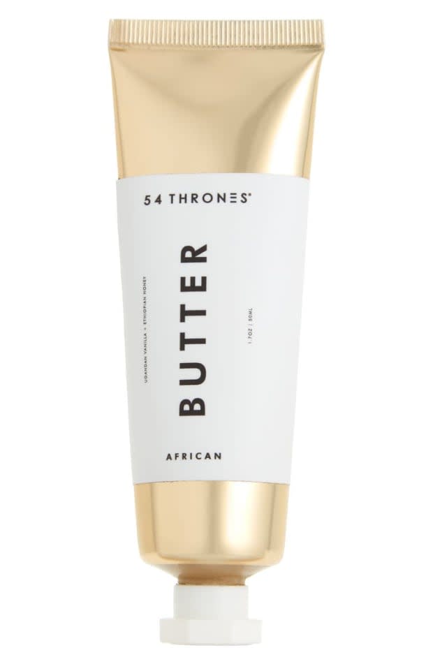 <p><strong>54 Thrones Ugandan Vanilla + Ethiopian Honey Beauty Butter, $24, <a href="https://shop-links.co/1744457378181906112" rel="nofollow noopener" target="_blank" data-ylk="slk:available here;elm:context_link;itc:0;sec:content-canvas" class="link ">available here</a>: </strong>"Too often, beauty products with 'butter' in the name would be more aptly described as creams or even margarines; not so with this ultra-dense, salve-like balm that melts as you massage it between your hands or into skin. I've been especially liking the faintly vanilla-scented moisturizer to coddle cracked cuticles, but it can also be used on dry patches on the face, hands, feet, elbows, lips, split ends — like actual butter, it's extremely versatile." —Stephanie Saltzman, Beauty Director</p>