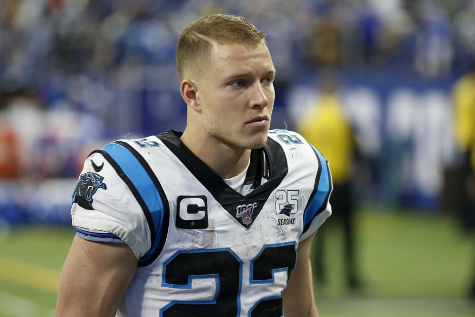 Christian McCaffrey #22 of the Carolina Panthers 