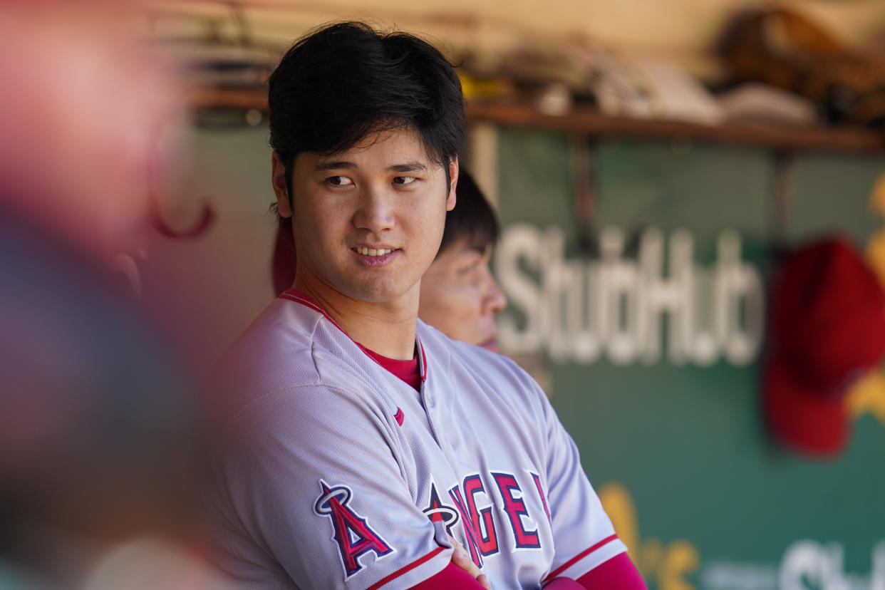 Angels two-way star Shohei Ohtani won the AL MVP award unanimously in 2021. (AP Photo/Godofredo A. Vásquez)