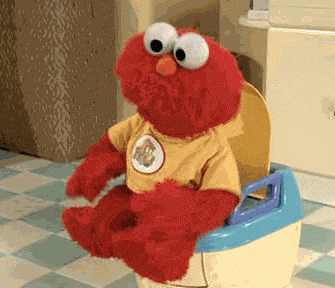 Elmo on the toilet