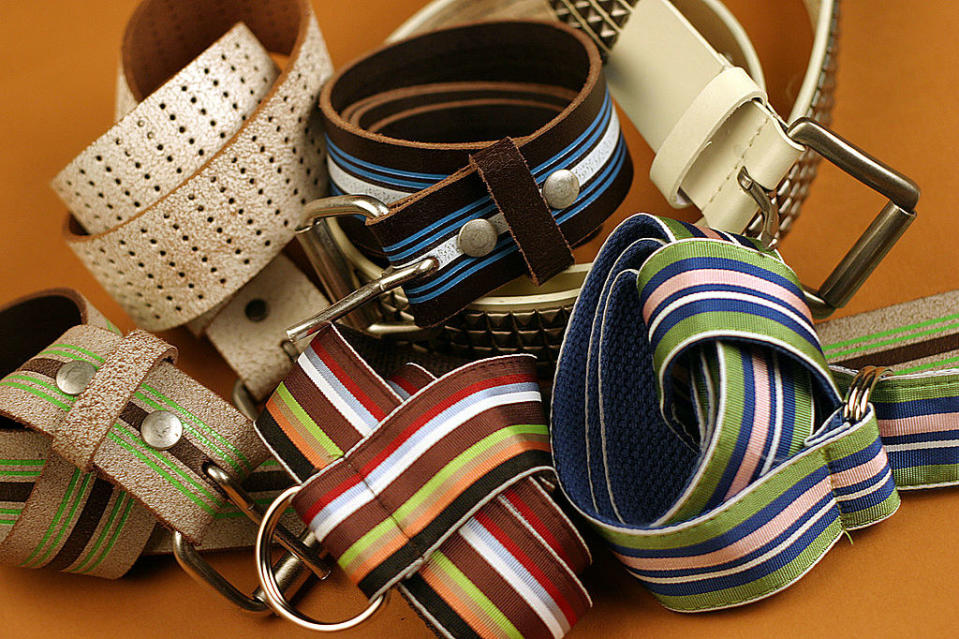 Photo of six different striped ribbon belts