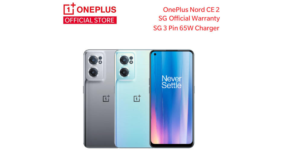 OnePlus Nord CE 2 | SG Local Set 5G Ready | 8G + 128G | SG 3 Pin 65W Charger | SG Official Warranty. (Photo: Lazada SG)