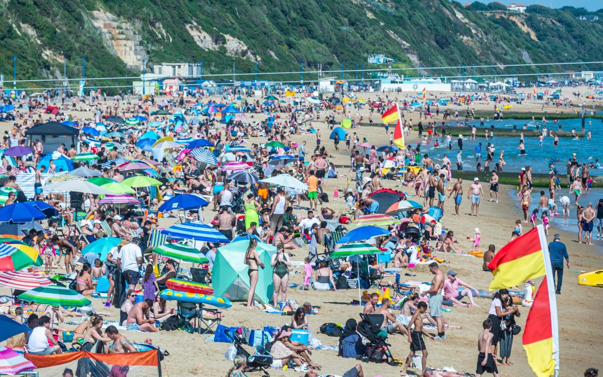 People enjoy the sunshine in Bournemouth