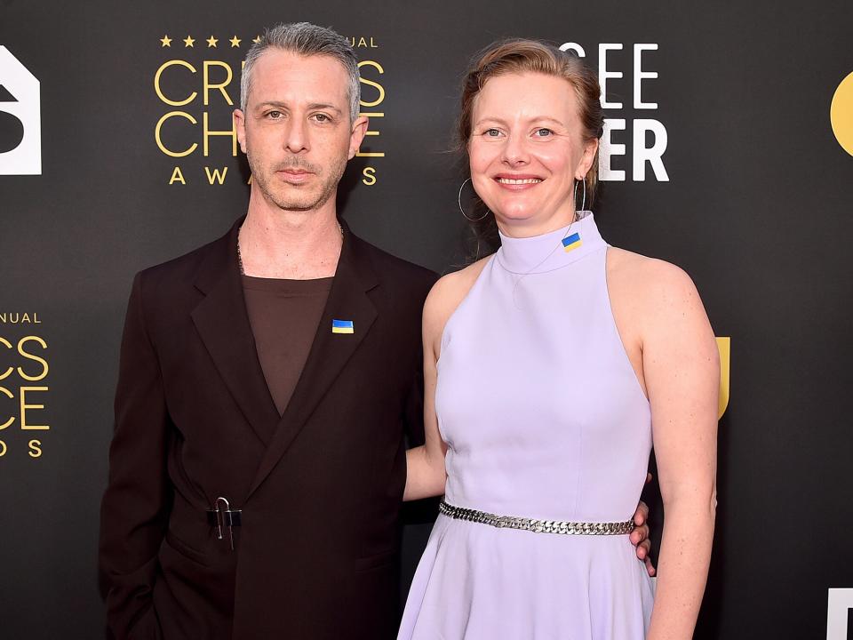 Jeremy Strong and Emma Wall attend the 27th Annual Critics Choice Awards at Fairmont Century Plaza on March 13, 2022 in Los Angeles, California